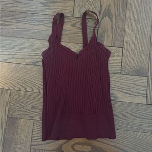 Elegant Burgundy Ribbed Women's Top
